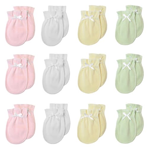 TL Care Newborn Baby 100% Cotton Scratch Free Mittens, for Girls