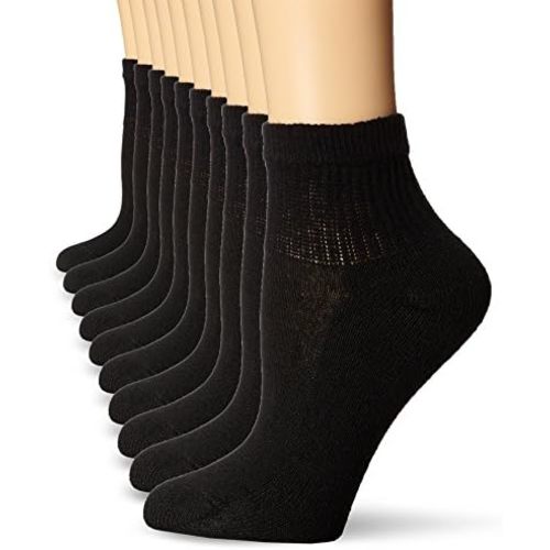 Hanes Women's Ankle, Moisture-Wicking Socks for Women, Cushioned Athletic Ankle Socks, 10-Pack