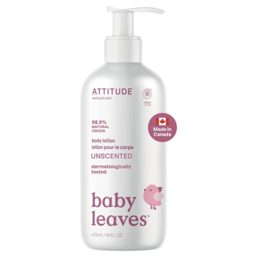 ATTITUDE Baby Lotion, Fragrance-Free Gentle Daily Hydration, Helps Keep Skin Soft & Smooth, EWG Verified, Dermatologically Tested, Vegan, Unscented, 473 mL