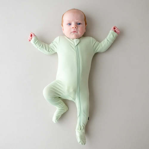 Bamboo Zippered Footie - Basil