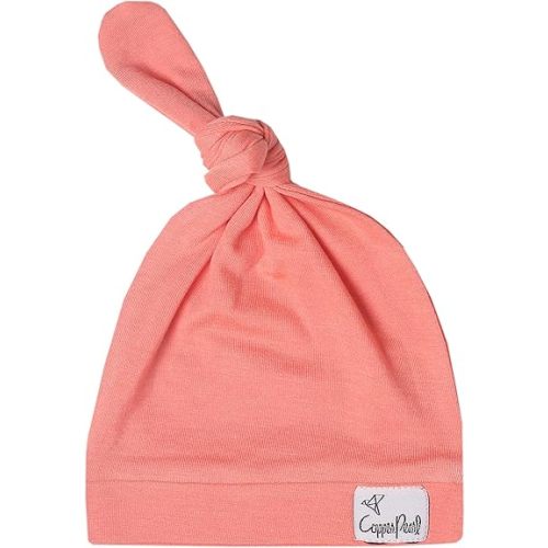 Copper Pearl Baby Beanie Hat Top Knot Stretchy Soft Stella