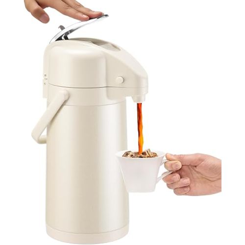 PARACITY Coffee Dispenser with Pump, Airpot Coffee Carafe, 84.5 oz, White