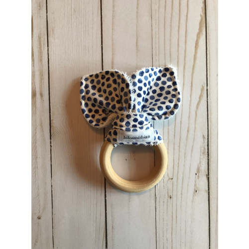 Navy Blue Dots Natural Maple Teether – lolosmithian