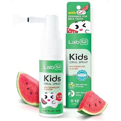 LAB52 Kids Oral Spray, Toddler Toothpaste Helper for Daily Oral Care and Fresh Breath, Children Approved with Fluoride Free for Newborn to Preschoolers, Xylitol Watermelon Flavor