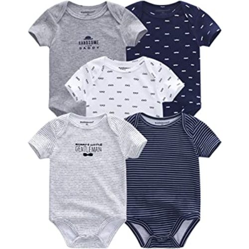Kiddiezoom Unisex Baby 5-Pack Short-Sleeve Bodysuit