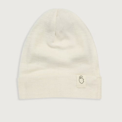 Newborn merino wool/silk pointelle hat
