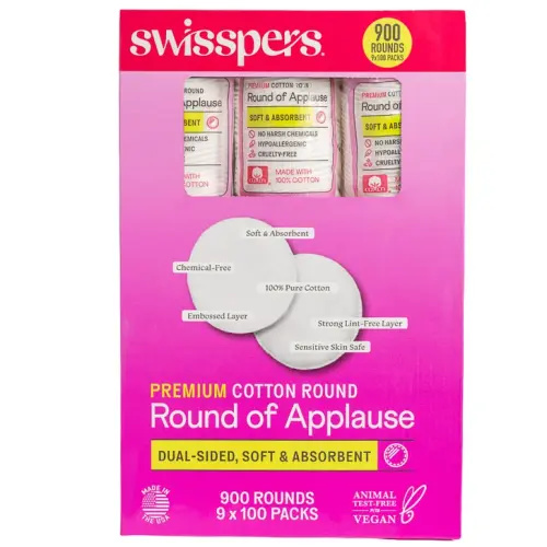 Swisspers Premium Hypoallergenic Cotton Rounds, 900-count | Costco