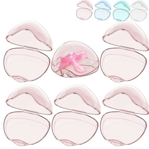 Pacifier Case,6 Pack BPA Free Pacifier Holder Case,Transparent Container Box for Baby Binky（Not Included),Essential Pacifier Accessories,Alway Keep Paci Clean,Easy to Clean(Pink)