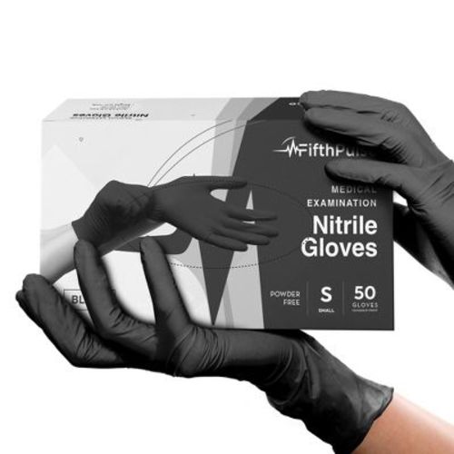 FifthPulse Nitrile Exam Gloves - Black - Box of 50 - S