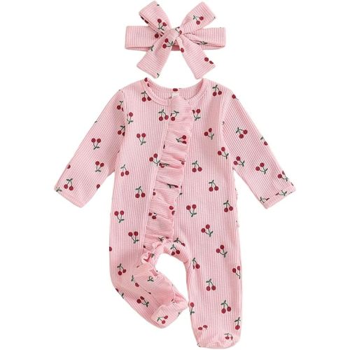 CIYCUIT Baby Girls Cactus Footies Newborn Zip Up Onesie Romper