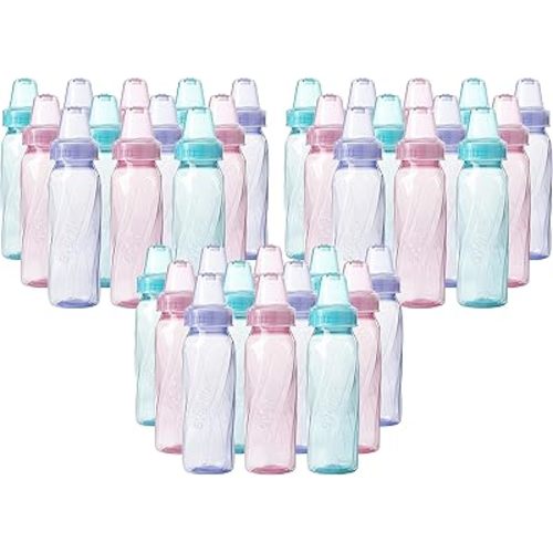 Evenflo Feeding Baby Bottles, Standard Neck, 8 Ounce | Tinted Plastic | Pink/Lavender/Teal | Pack of 36
