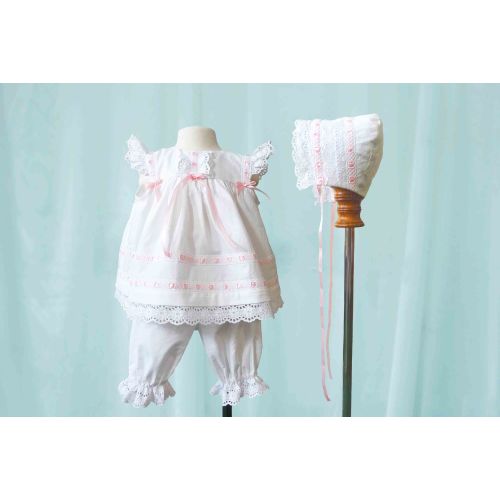Heirloom Baby Pinafore, Baby Pantaloons, Baby Bonnet, Vintage Pinafore, Pinafore, Bonnet, Bloomers Set