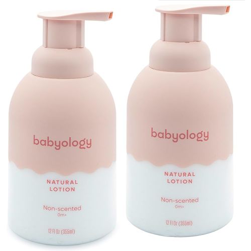 Babyology - 100% Edible Ingredients - Organic Baby Lotion - Clinically Tested - Calming & Rich Moisture for Sensitive Skin - Daily Care - Non-scented (12 Fl Oz (Pack of 2))