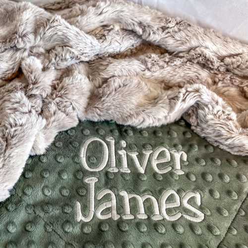 Personalized Wild Rabbit Minky and You Choose the Dimple Minky Baby Blanket, Newborn Baby Shower Gift