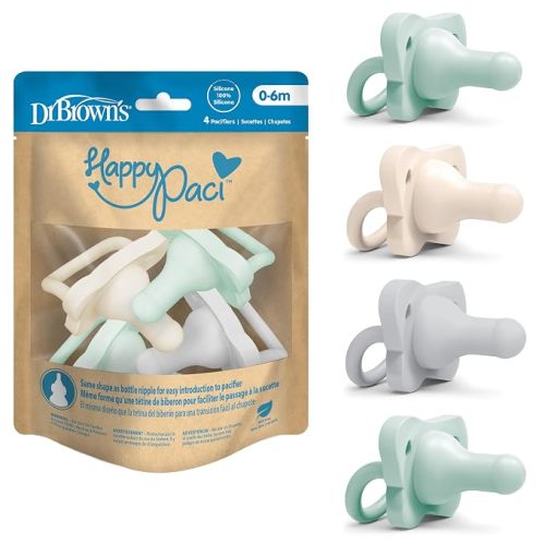 (Gray, Green, Ecru) Dr. Brown's HappyPaci Silicone Pacifier