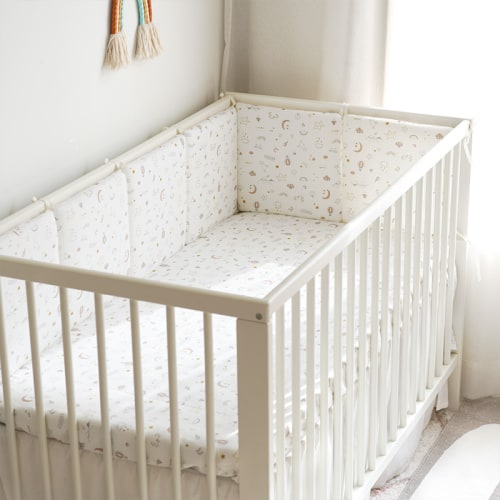 Baby Crib Around Cot Padding 6 Pieces 100% Cotton Set Soft Protective Cushions