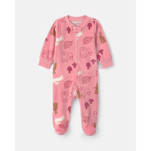 Baby Girl Autumn 2-Zip DreamPlush Sleep & Play Pajamas - Pink | Carter's