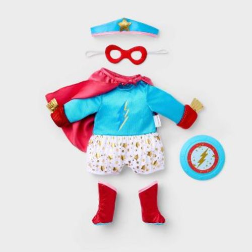 14" Baby Doll Superhero Outfit - Gigglescape™: Polyester Fantasy Clothing Set with 7 Pieces