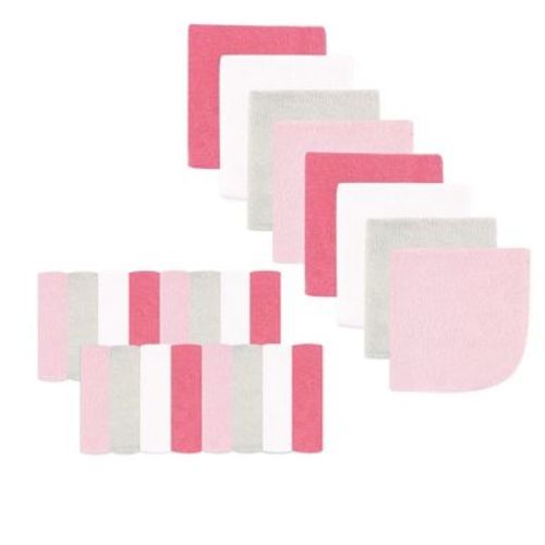 Luvable Friends Baby Girl Super Soft Bundle Washcloths, Pink Pastel, One Size
