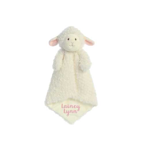 Personalized Lamb Lovey: Embroidered Baby Security Blanket
