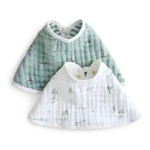 aden + anais Organic Cotton Muslin Oversized Burpy Bib in Sailing Seas