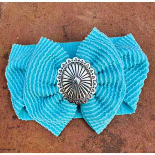 Turquoise concho baby bow – Six shooter boutique