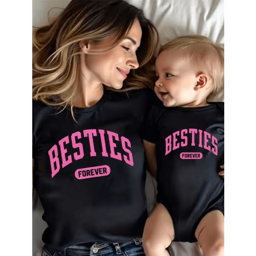 1pc tshirt baby bodysuits matching black forever - Temu