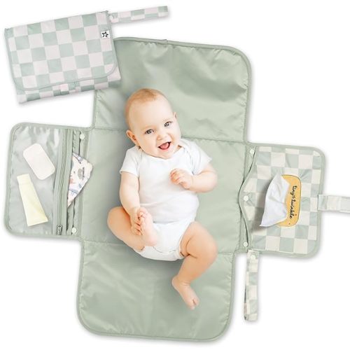 Portable Diaper Changing Pad -Sage Checkers
