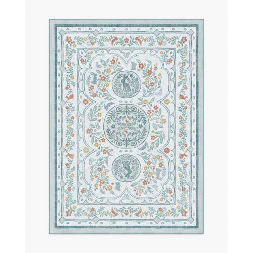 Twin Bunny Border Blue Rug (Tufted All in One) | Ruggable US