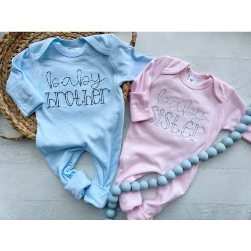 Baby Brother, Baby Sister Romper Set, Gender Reveal, Coming Home Outfit
