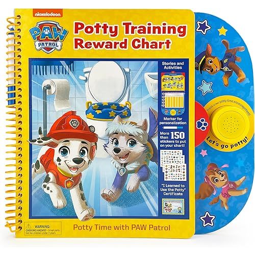 Paw Patrol Potty Training Reward Chart, Potty Time With the Pups! Workbook Includes Stories, Activities, Stickers, and Sound Button Hardcover – Sound Book, August 13, 2024