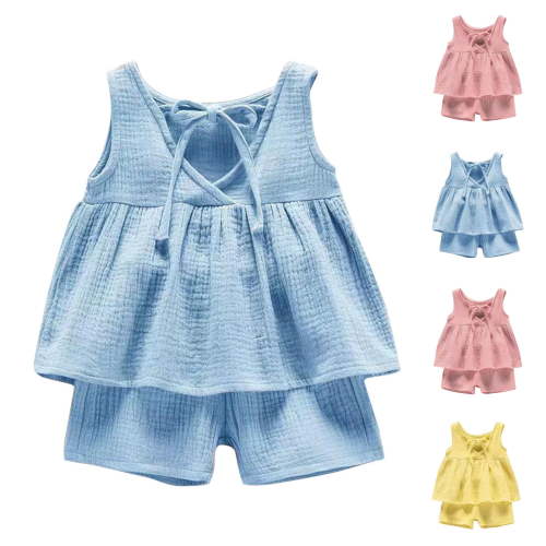 Bovxnpu Summer Boys Girls 2 Piece Outfits, Toddler Girls Clothing Sets, Boys' Casual Short Sleeve Round Neck Collar Botton Printed Short Pants Sets 2 Years