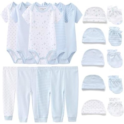 Kiddiezoom Unisex Baby Layette Essentials Giftset Clothing Set 19-Piece For Newborn Baby