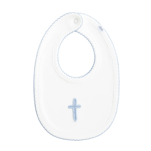 Blue Crochet Cross Bib | Perfect for Mealtime | Mud Pie
