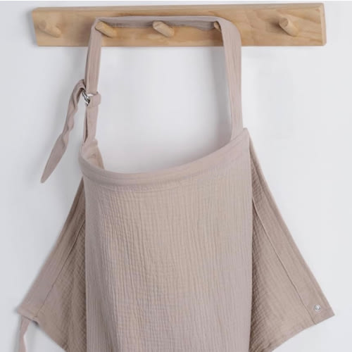 Blissful Diary Muslin Nursing Cover for Breastfeeding, Breathable Breastfeeding Cover up with Arch Neckline for Women, Nursing Apron (Roman Green)