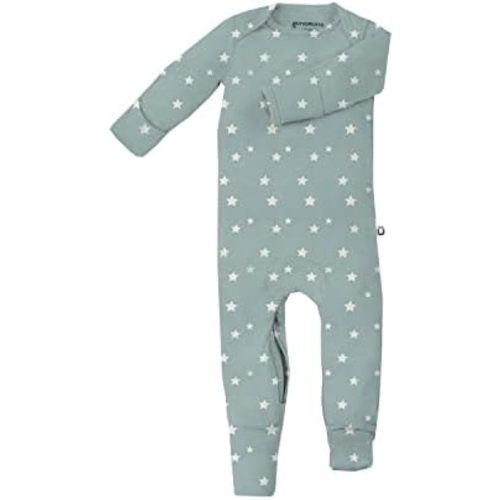 3-6months GUNAMUNA Convertible Baby Footie Pajamas, 2-in-1 Romper with Diaper-ZiP, Fold-Over Mittens & Cuffs