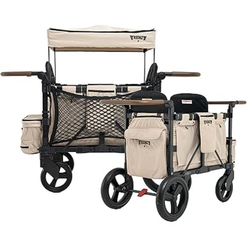 Keenz XC EVO - Luxury Comfort Stroller Wagon | Foldable 2 Passenger Double Seater with Adjustable Canopy | Mocha