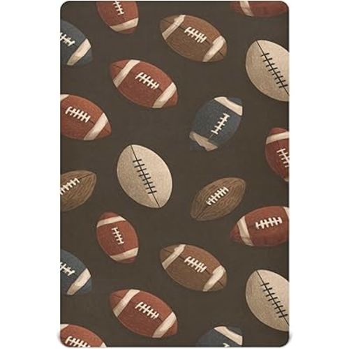 American Football Sport Vintage Crib Sheets Soft Breathable Fitted Baby Crib Sheets Mattress Cover for Girls Boys52 x 28" x 9"