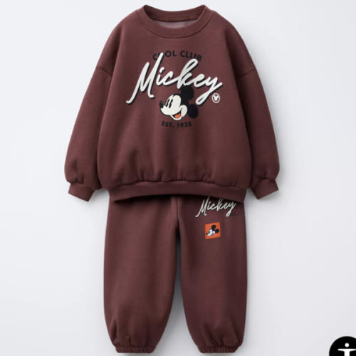 MICKEY MOUSE © DISNEY JOGGING SWEATSHIRT AND JOGGER PANTS SET - Burgundy | ZARA United States