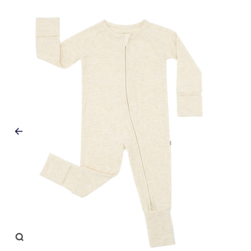 Heather Oatmeal Ribbed Zippy - Little Sleepies