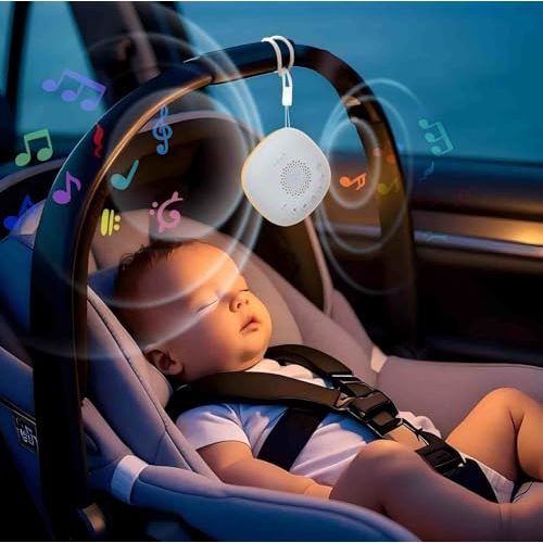 White Noise Machine for Baby Car Rides - 20 Soothing Sounds, USB-C Rechargeable, Night Light for Strollers, Cribs & Travel