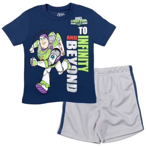 Disney Pixar Toy Story Buzz Lightyear Infant Baby Boys T-Shirt and Mesh Shorts Outfit Set Blue/Gray 18 Months