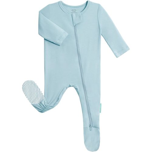 Color -- SLATE -- PurComfy Baby Zipper Footie Pajamas, Supersoft Bamboo Rayon Baby Footed Pjs Boy Girl 0-3-6-9-18-24 Month Coverall Sleepers