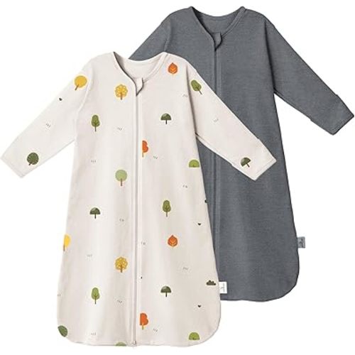 Sleep Sack with Sleeve 0-3 Months - 100% Cotton Newborn Sleep Sack 3-6 Months with 2-Way Zipper - 0.5 Tog Wearable Blanket Baby - Lightweight Baby Sleeping Bag