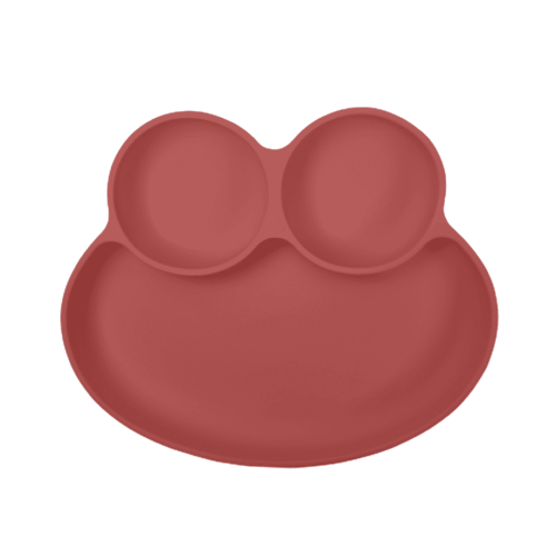 Abiie Octopod Frog Silicone Plates with Suction - Spill Proof, Easy to Clean - BPA-Free Bowl - Suction Plates for Baby and Toddler - Training & Feeding Divided Grip Dish (Terra Cotta)
