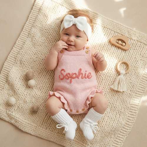 Personalized Baby Girl Romper, Custom Name Baby Romper, Baby Summer Outfit,Baby Girl Gifts, Ruffled Romper Baby, Newborn Coming Home Outfit