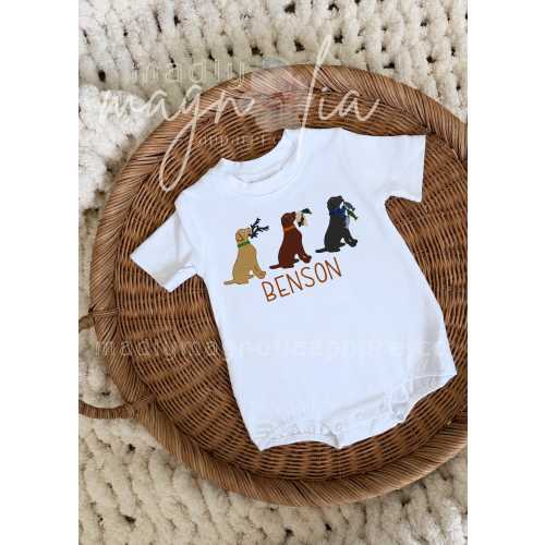 Personalized Hunting Dog Romper || Labrador Retriever Baby Outfit || Duck Hunting Baby || Custom Lab Puppy Tee || Hunting Family Baby Gift