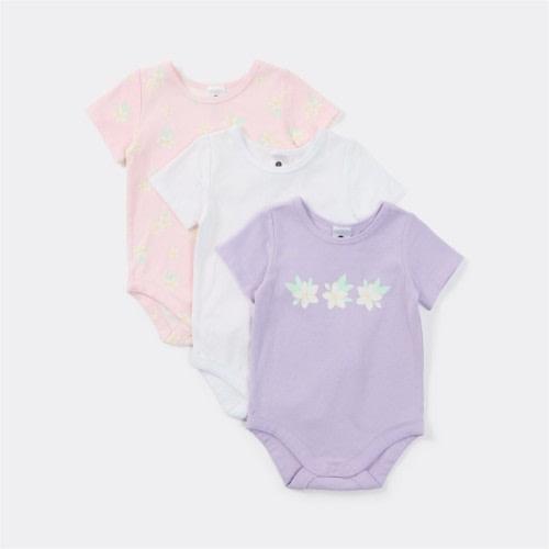 Dymples Baby Short Sleeve Stretch Bodysuit 3 Pack - Pastel Mix - Size 0000