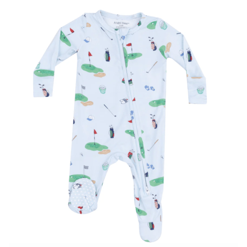 2 Way Zipper Footie - Golf Things Blue