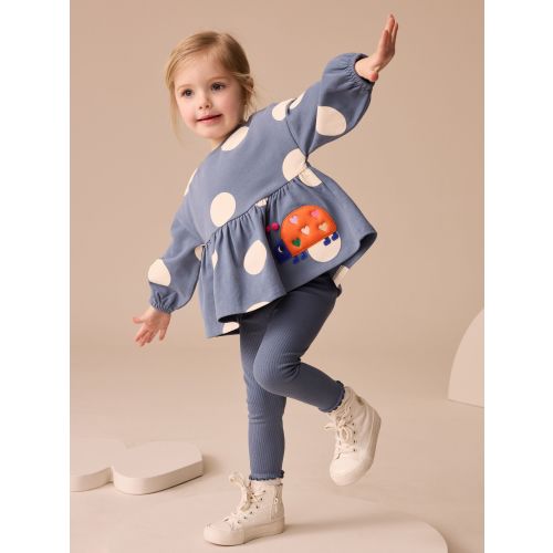 Navy Ladybird Long Sleeve Peplum Top and Leggings Set (12-18 Months)